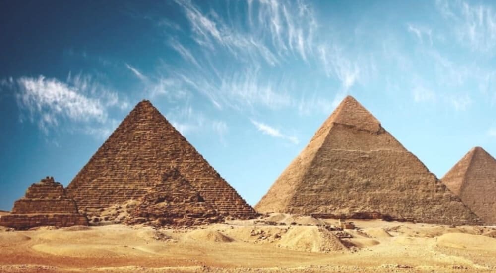 The three pyramids in Giza, Egypt
